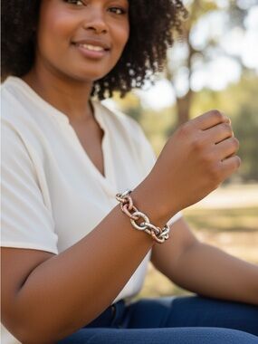 Home Collection Multi-Tone Metallic Link Bracelet in Gold, Bronze, and Silver